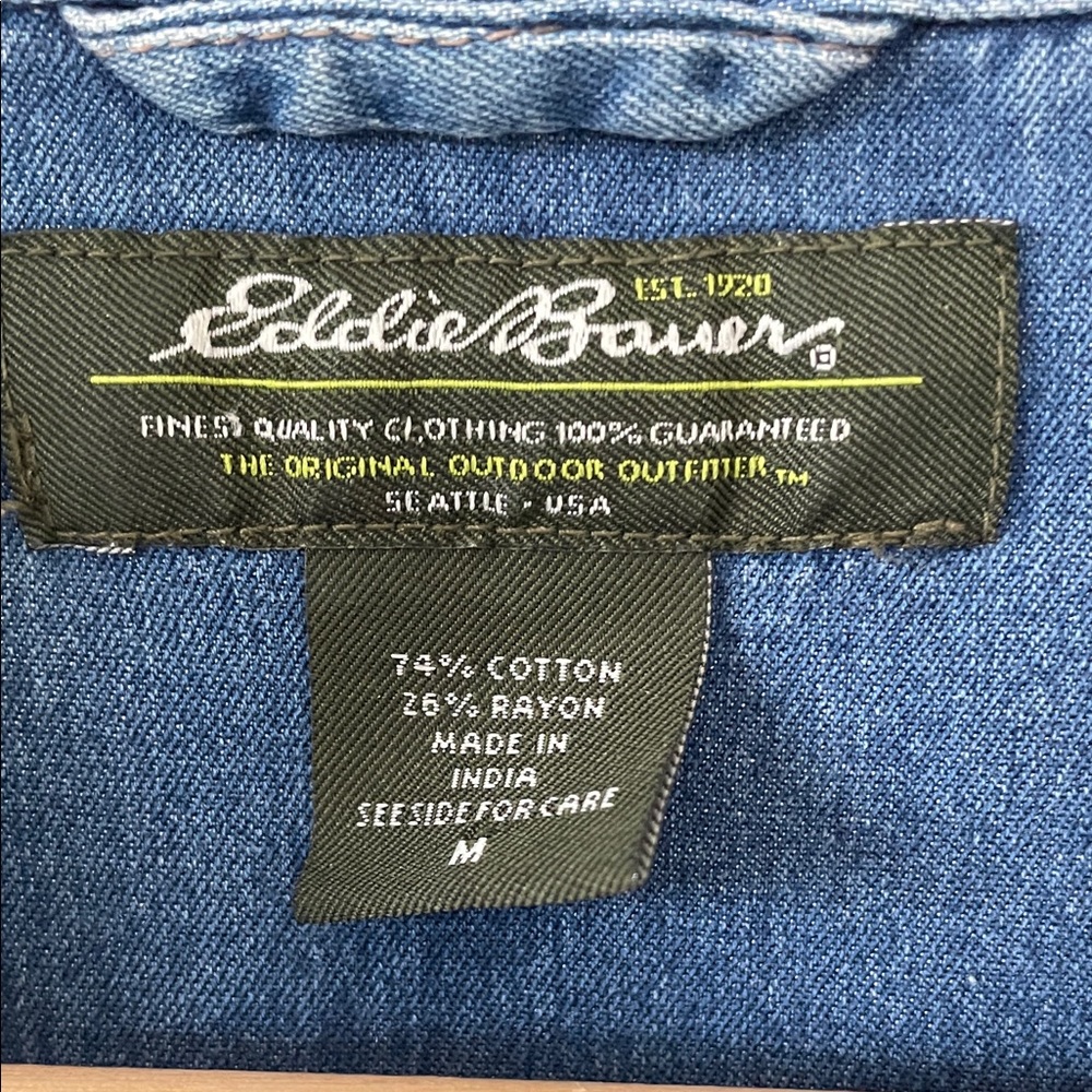 Eddie Bauer Blue Denim Button Down Shirt - Picture 2 of 2